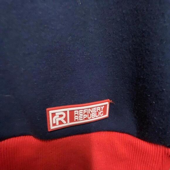 Refinery Republic Sweatshirt Mens Large Blue Long Sleeve 1/4 Zip Hoodie Pockets - Picture 5 of 11